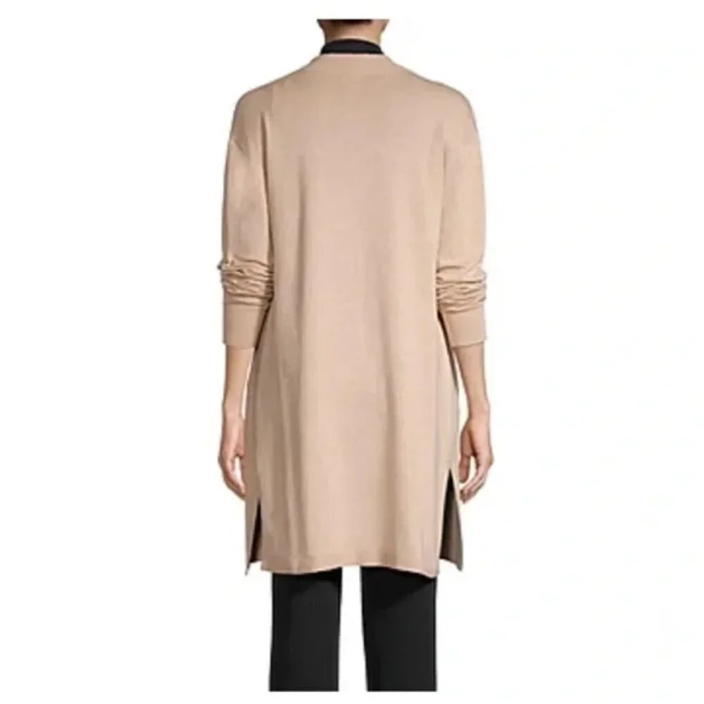 Worthington XLT  Long Sleeve Ribbed Knit Open Front Cardigan in Camel Tan Brown